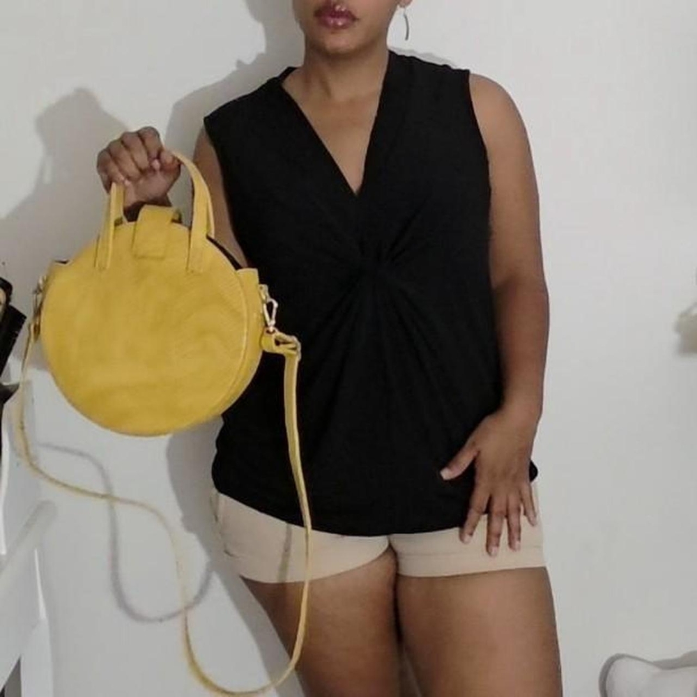 Yellow Round Leather Handbag
